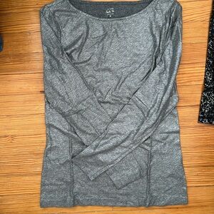 J. Crew Long Sleeve Grey Shimmer Painter Tee